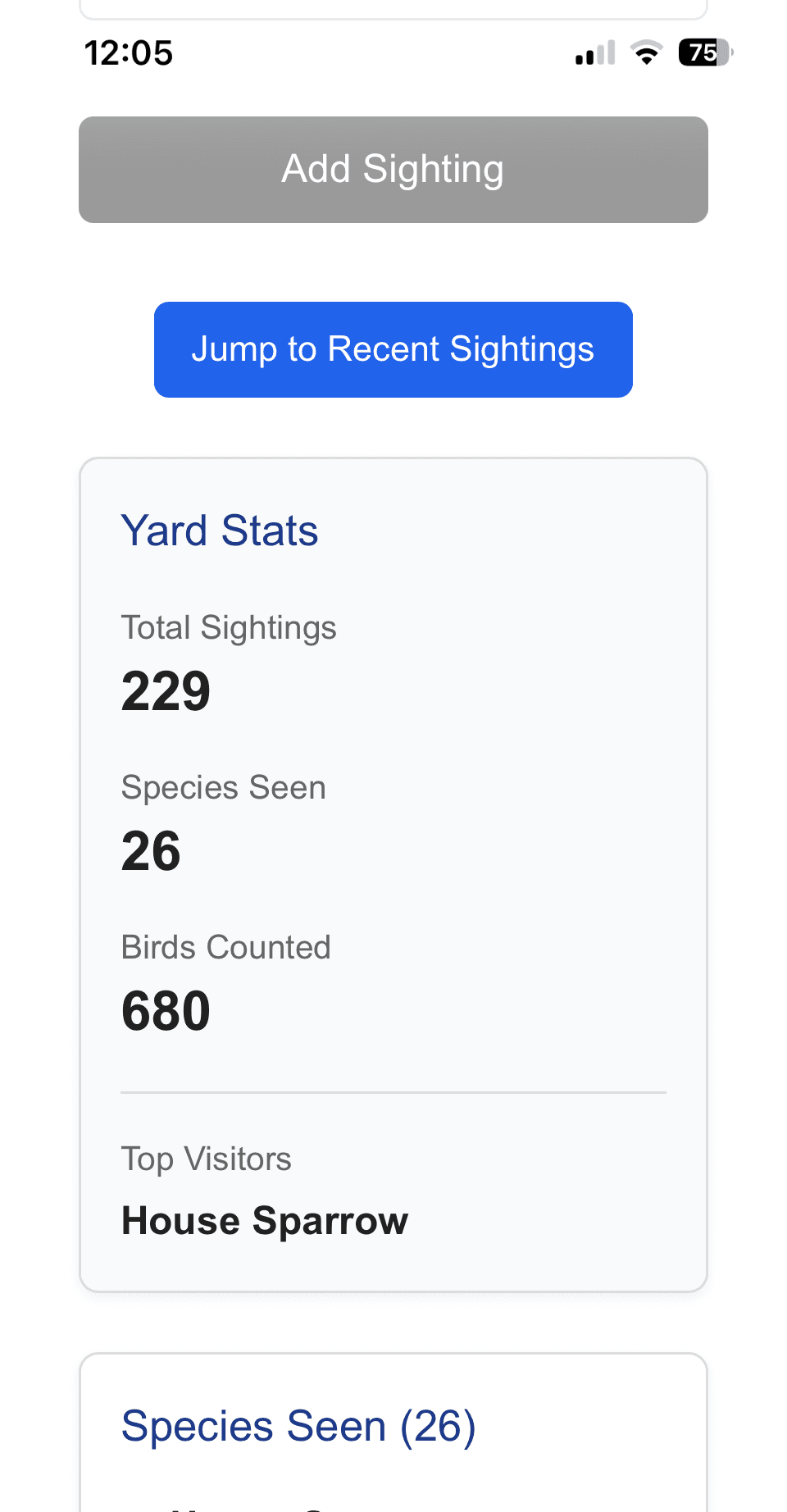 Yard statistics